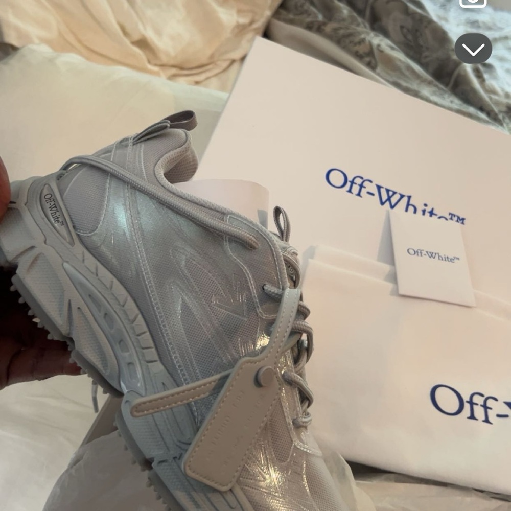 Off-White Metallic Gray Sneakers